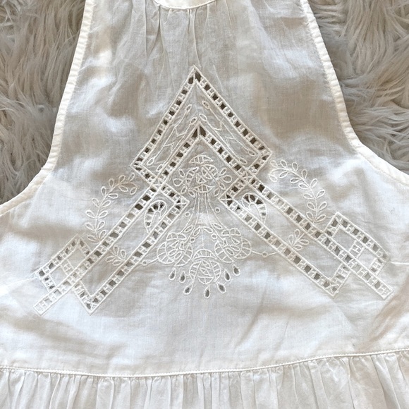 UO Head In The Clouds Crochet Neck Tiered Halter Mini Dress - Picture 10 of 16